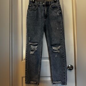 Pull&Bear Blue Distressed Denim Jeans - Size 6